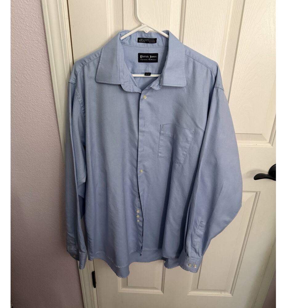 Patrick James Signature Collection Men's Blue Cotton Dress Shirt 17.5 36/37